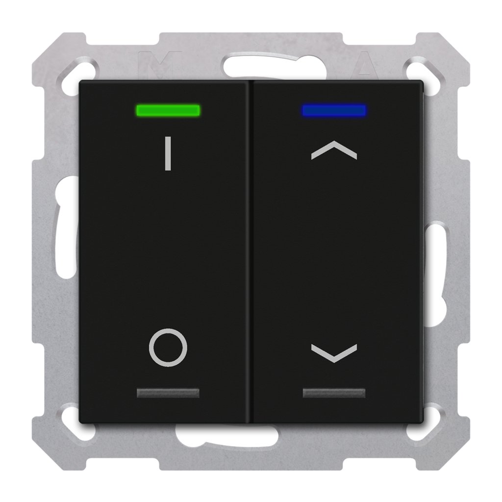 [RF-TAL55T206.D1S] KNX RF+ Taster Light 55 2-voudig, Secure, RGBW, TS, mat zwart, sch._jal.