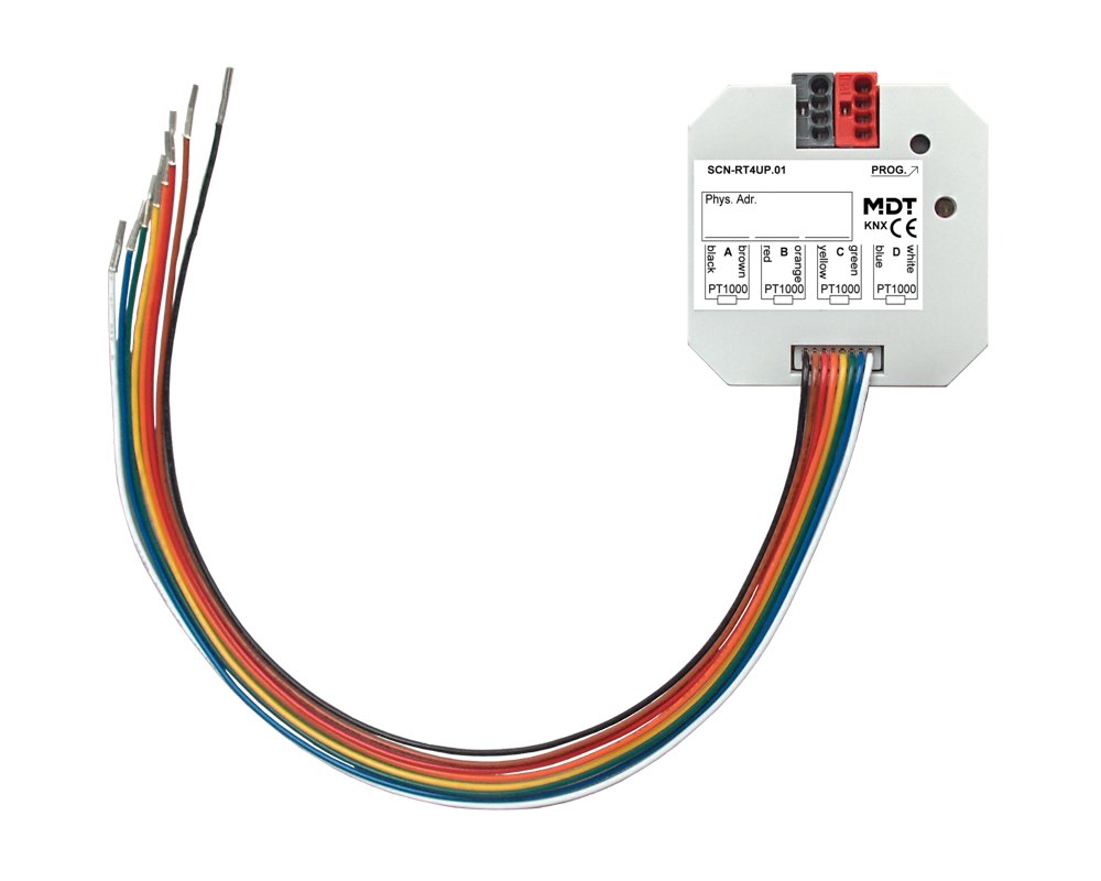 [SCN-RT4UP.01] KNX temperatuurregelaar/sensor 4-voudig, inbouwmontage, voor PT1000-temperatuursensor