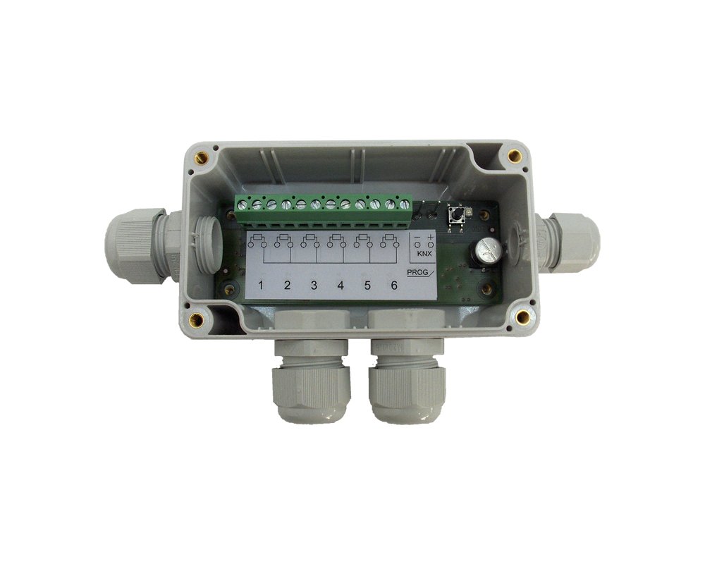 [SCN-RT6AP.01] KNX temperatuurregelaar/sensor 6-voudig, opbouwmontage, voor PT1000-temperatuursensor