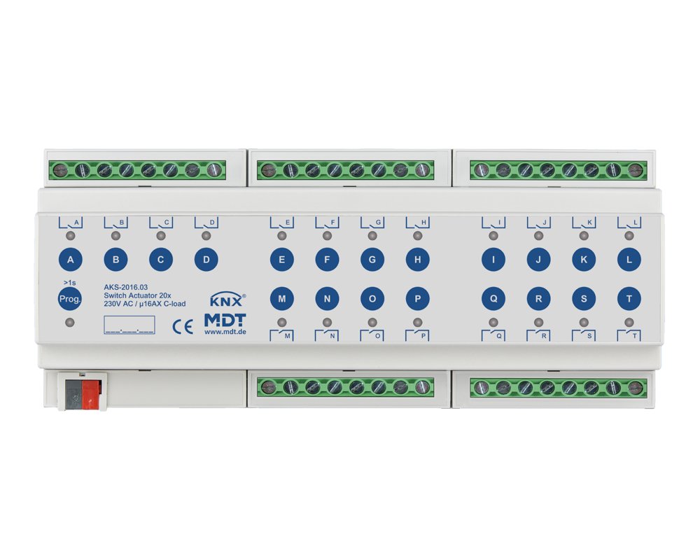 [AKS-2016.03] KNX schakelactor 20-voudig, 12TE REG, 16 A, 230 V AC, C-Last, standaard, 140 µF
