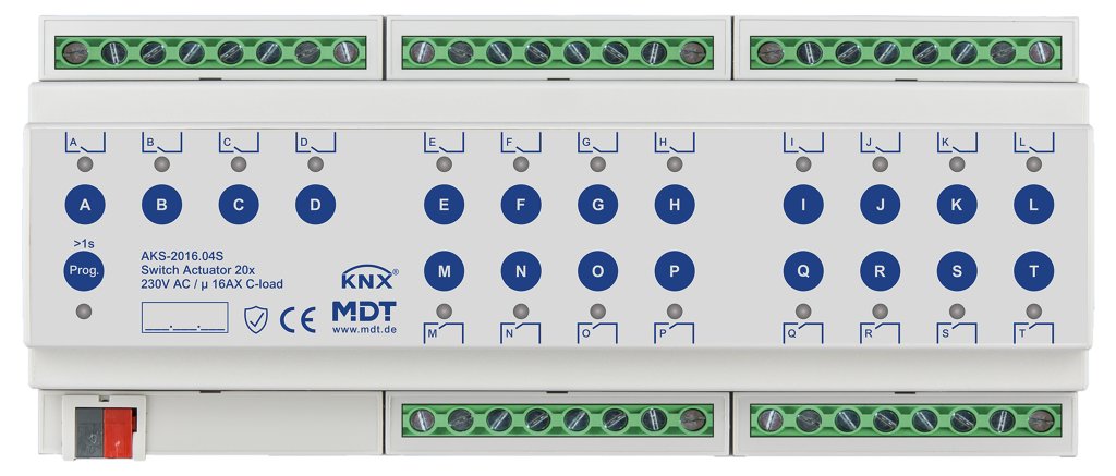 [AKS-2016.04S] KNX schakelactor 20-voudig, 12TE REG, 16 A, 230 V AC, C-Last, standaard, 140 µF, Secure