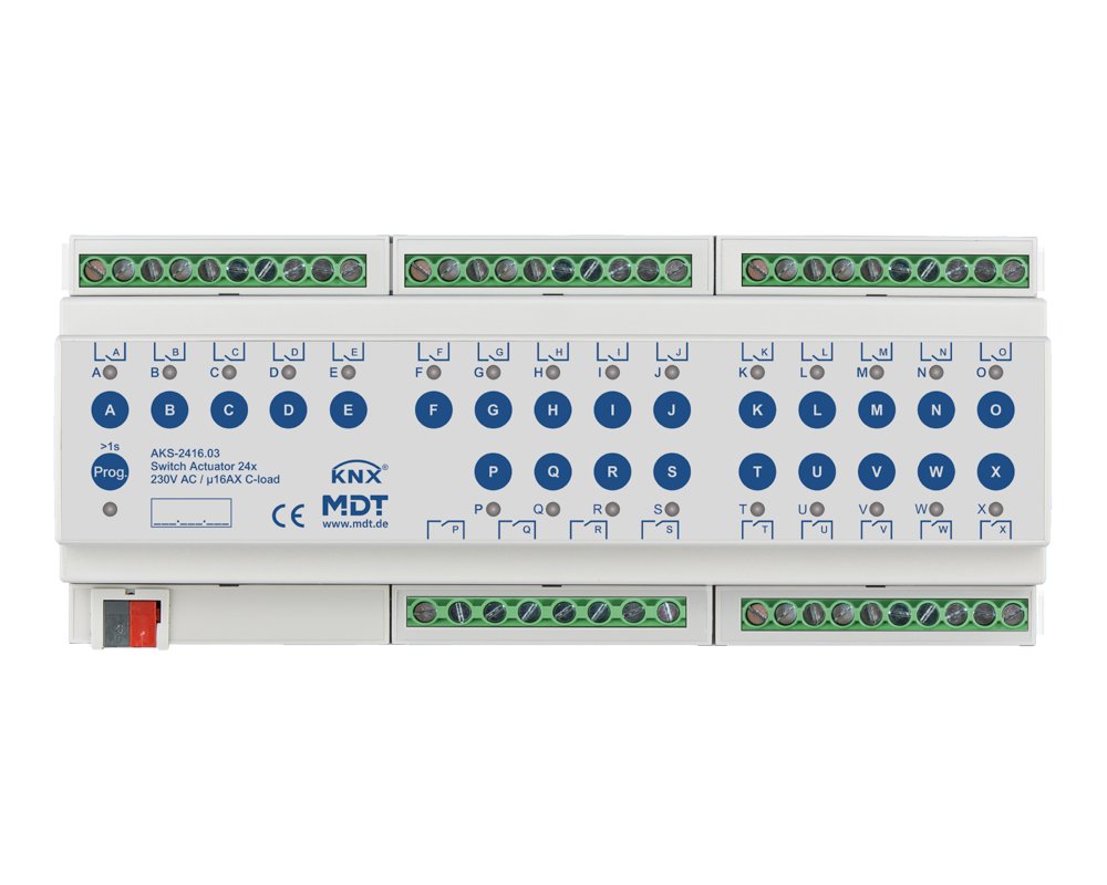 [AKS-2416.03] KNX schakelactor 24-voudig, 12TE REG, 16 A, 230 V AC, C-Last, standaard, 140 µF