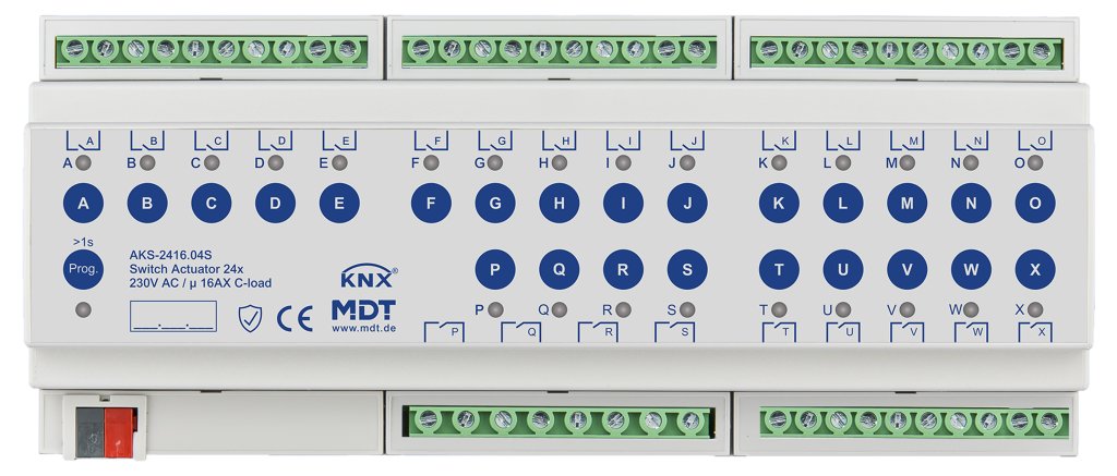 [AKS-2416.04S] KNX schakelactor 24-voudig, 12TE REG, 16 A, 230 V AC, C-Last, standaard, 140 µF, Secure