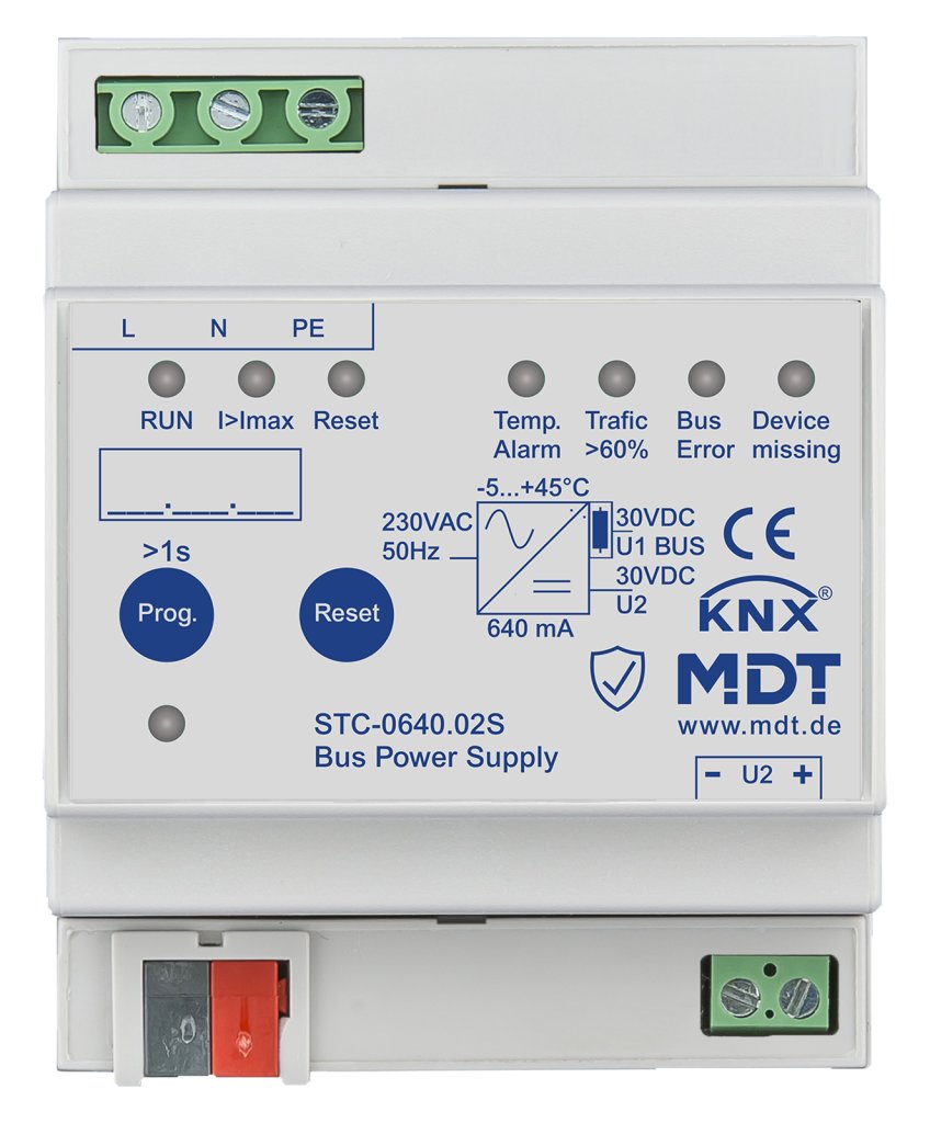 [STC-0640.02S] KNX busspanningsvoeding met diagnostische functie, 4TE REG, 640 mA, Secure