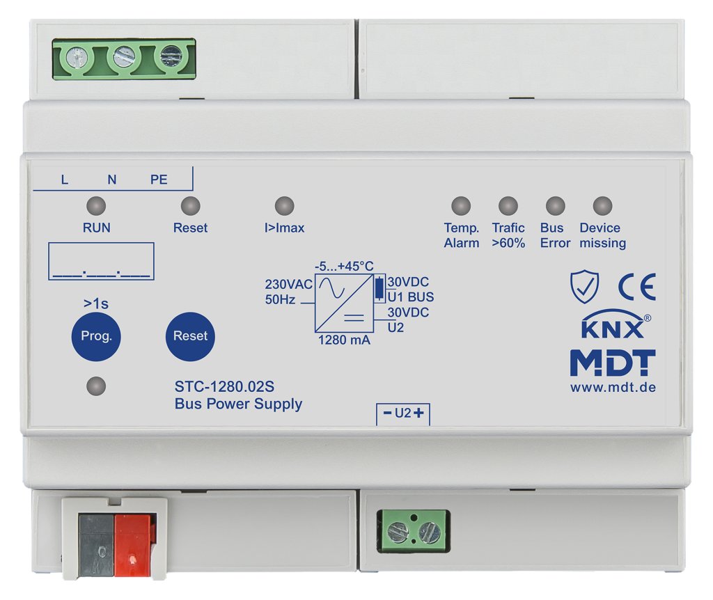 [STC-1280.02S] KNX busspanningsvoeding met diagnostische functie, 6TE REG, 1280 mA, Secure