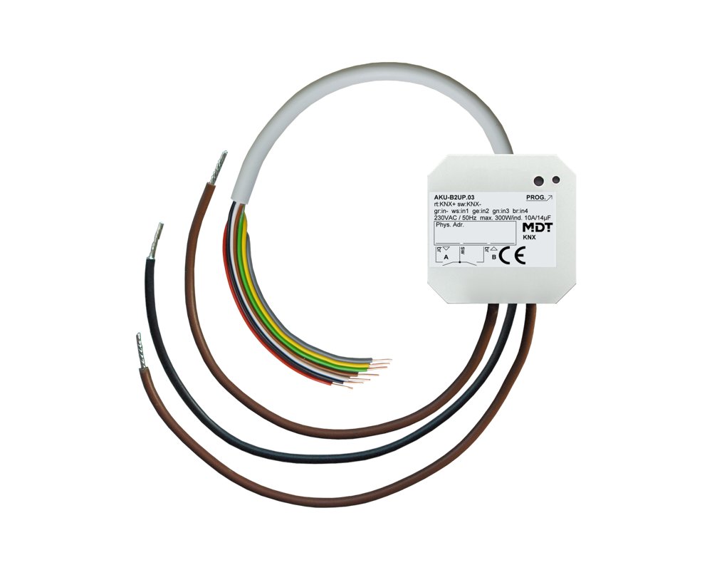 [AKU-B2UP.03] KNX universele actor 2-voudig, inbouwmontage, 10 A, 230 V AC, 14 µF, 2 ECG met 4 binaire ingangen