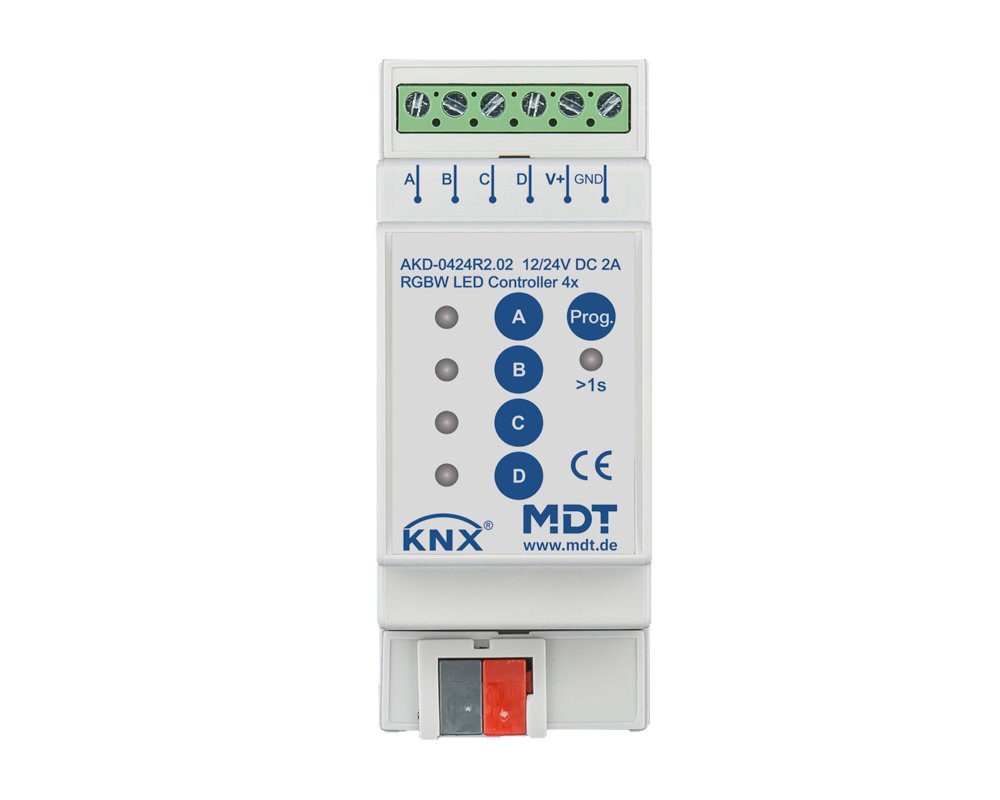 [AKD-0424R2.02] KNX LED stuureenheid 4-kanaals 2/4 A, RGBW, 2TE REG