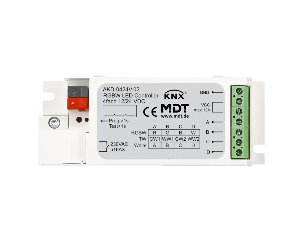 [AKD-0424V.02] KNX LED stuureenheid 4-kanaals 3/6 A, RGBW